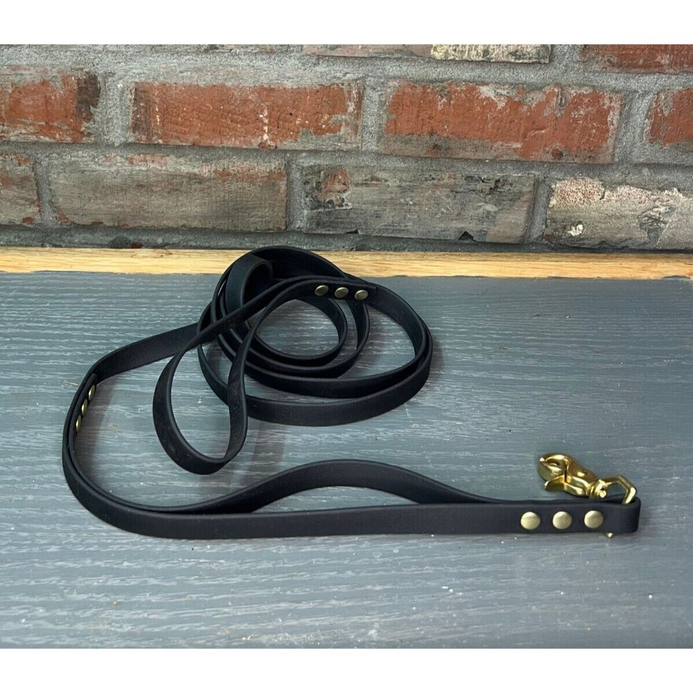 7’ Biothane Standard Dog Leash w/Traffic Handle 5/8" wide Brass Trigger Snap USA